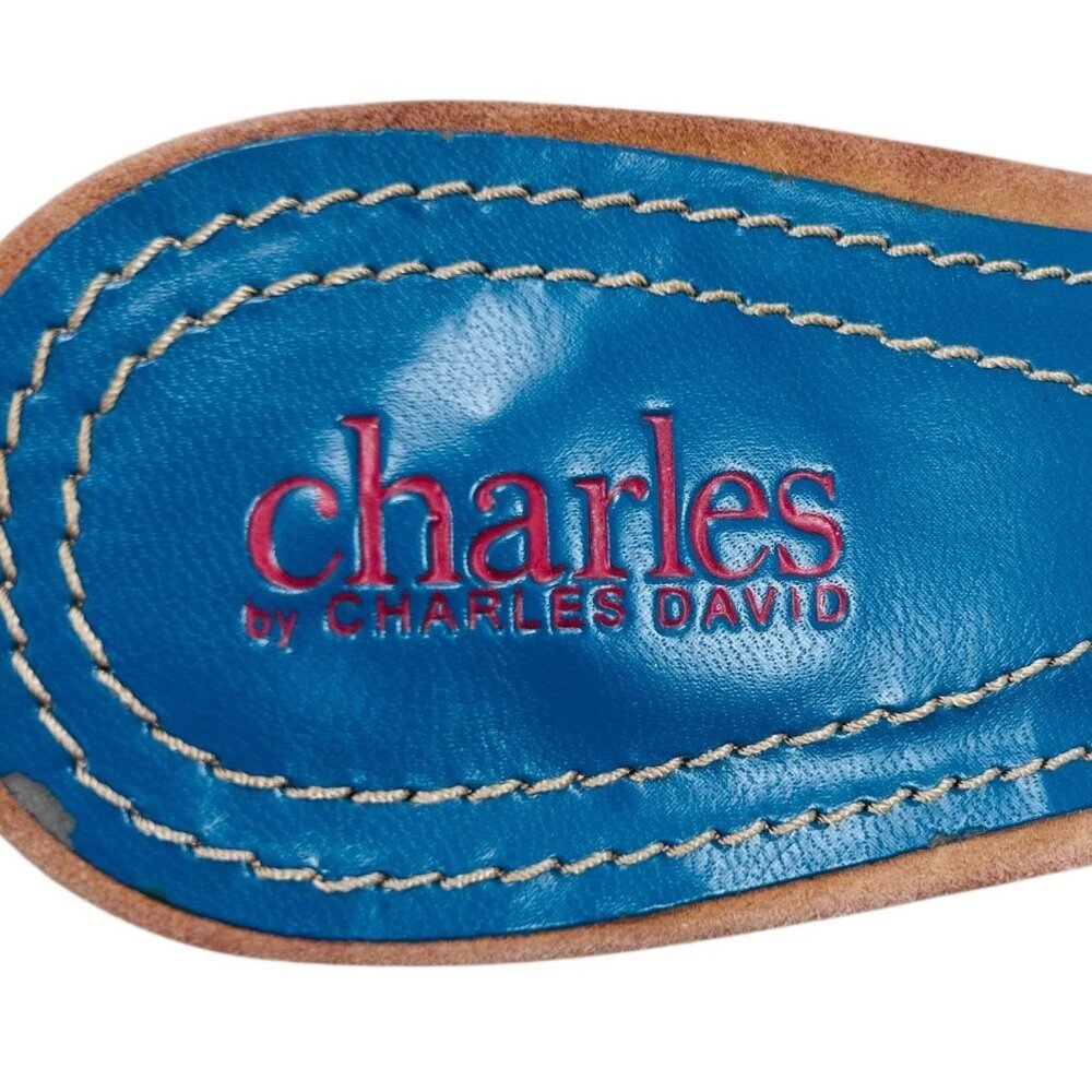 Charles David Suede Teal Heel 8.5 Y2K 90s VTG Southwest Western Minimalist - Picture 3 of 7